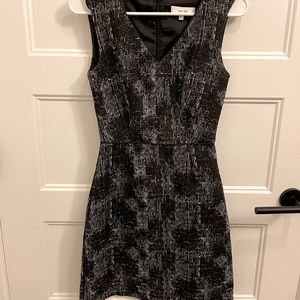 Reiss A-line dress in black tweed